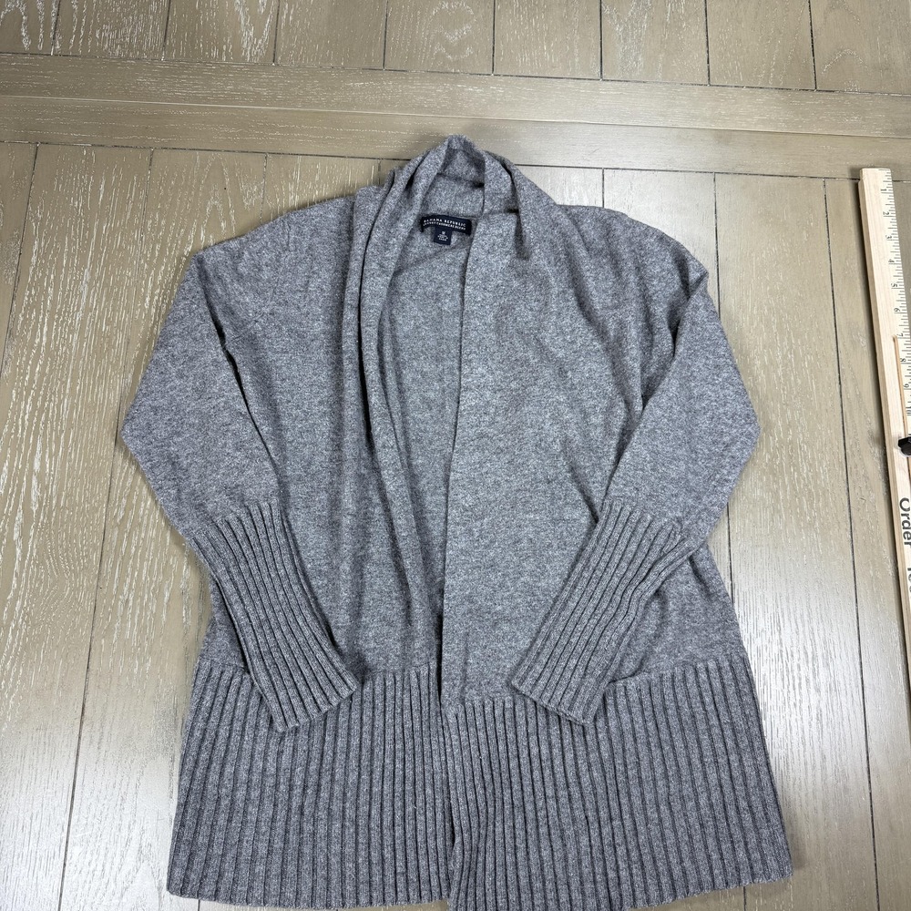 Banana Republic Gray Open-Front Ribbed Hem Cardigan